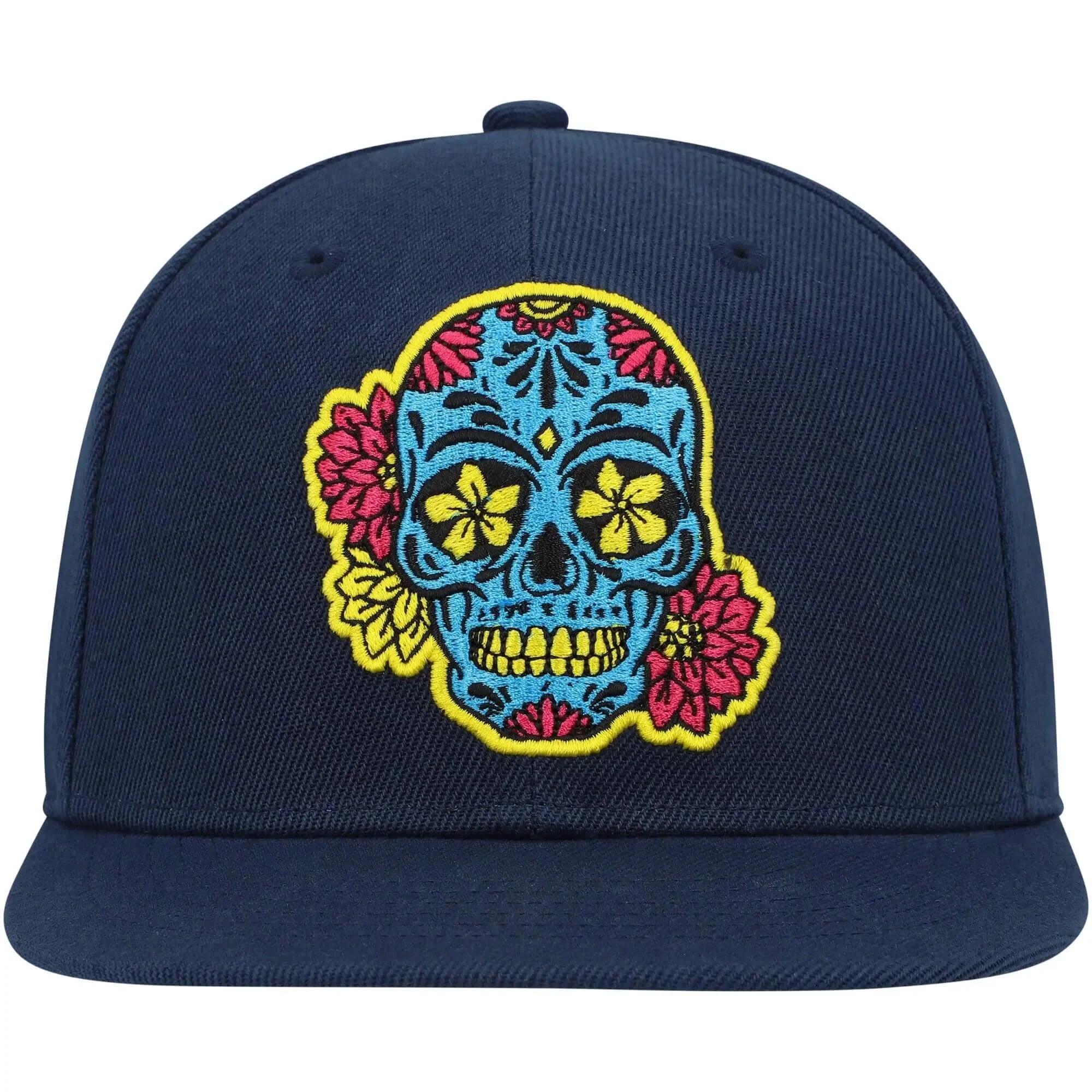 Fan Ink Collection Club America Day of the Dead Skull Snapback Hat - Navy-Blue 1