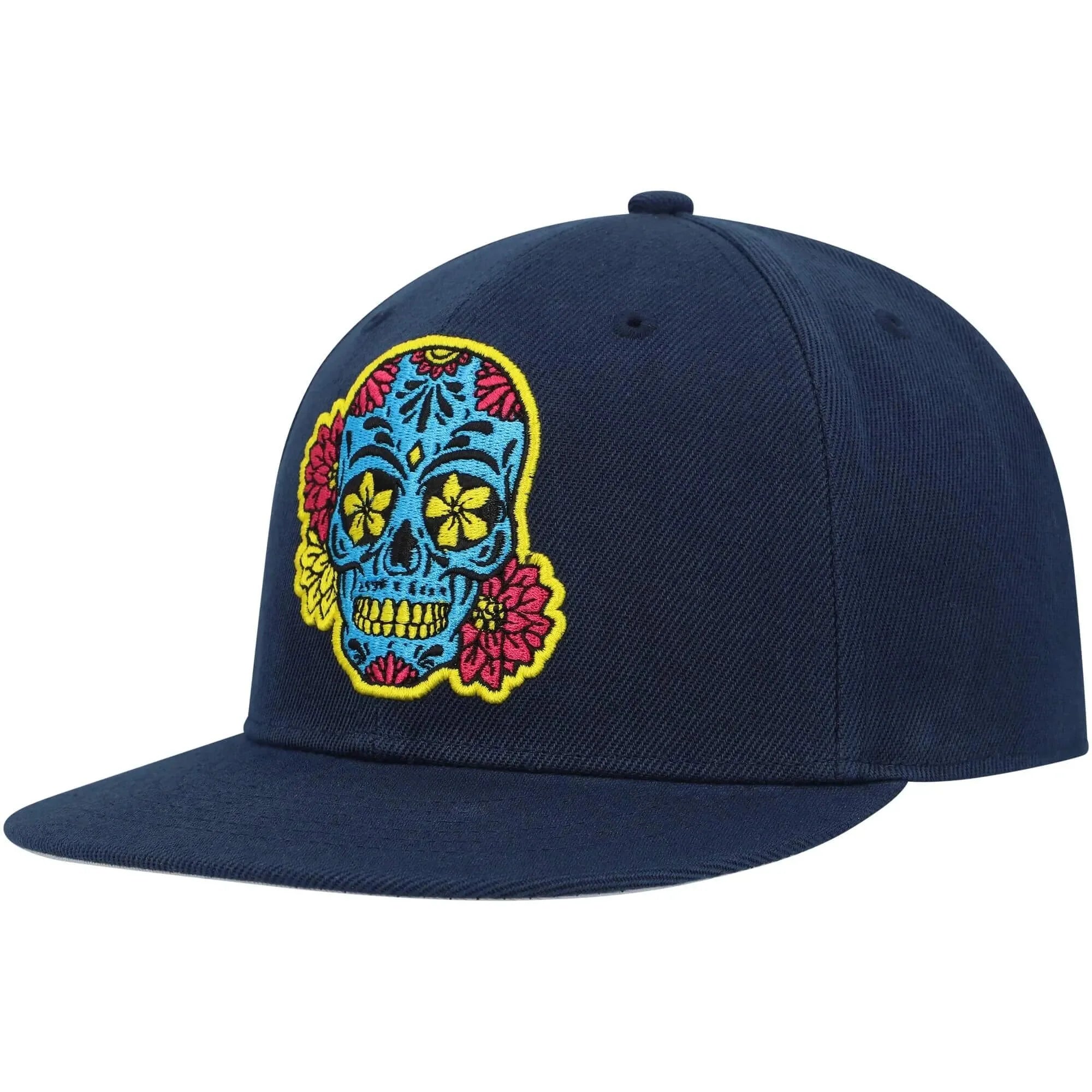 Fan Ink Collection Club America Day of the Dead Skull Snapback Hat - Navy-Blue 2