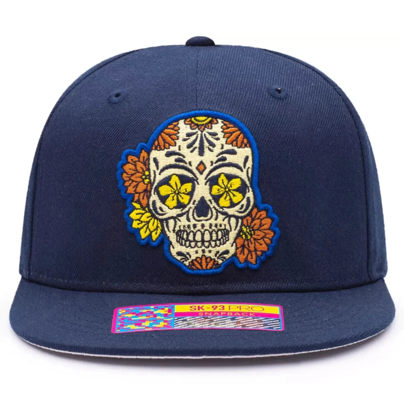 Fan Ink Collection Club America Day of the Dead Skull Snapback Hat -Navy-Yellow 1