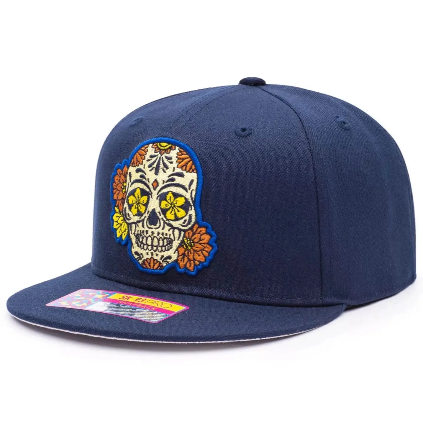 Fan Ink Collection Club America Day of the Dead Skull Snapback Hat -Navy-Yellow 2