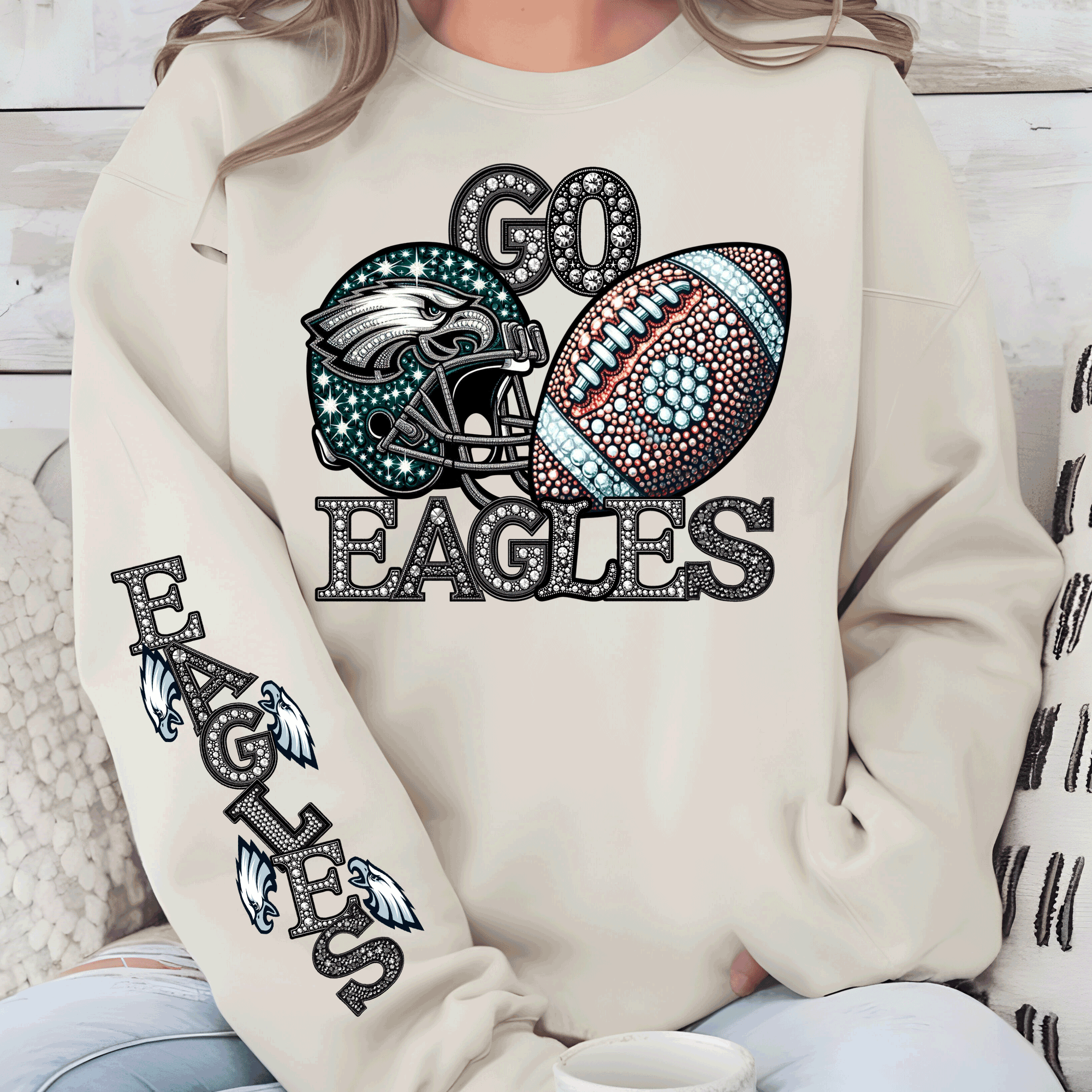 Faux Glitter Philadelphia Football Sweatshirt, Philly T-shirt And Hoodie, Trending Eagles Fan Shirts, Football Crewneck, Eagles Hoodie, Superbowl GIfts 3
