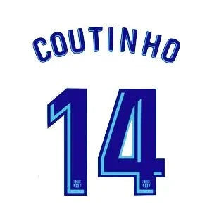 FC Barcelona 2017-18 Coutinho Youth Away #14 Jersey Name Set 1