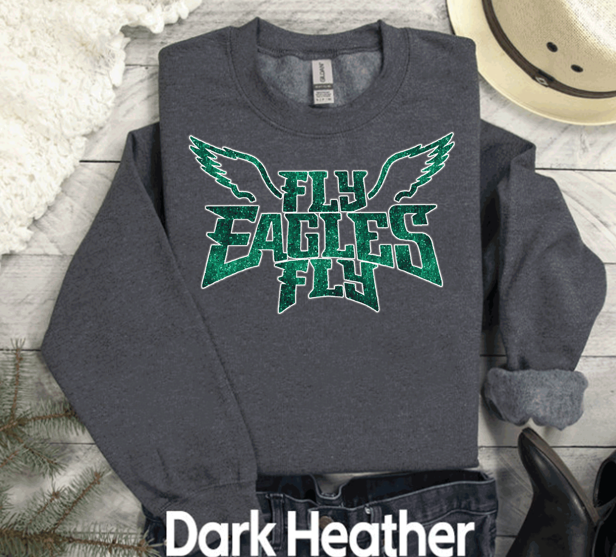 EAGLES Fly Birds Fly Faux Glitter Bling Philadelphia Football Sweatshirt, Philly T-shirt, Trending Eagles Fan Shirts, Football Crewneck, Eagles Hoodie, Superbowl GIfts 3
