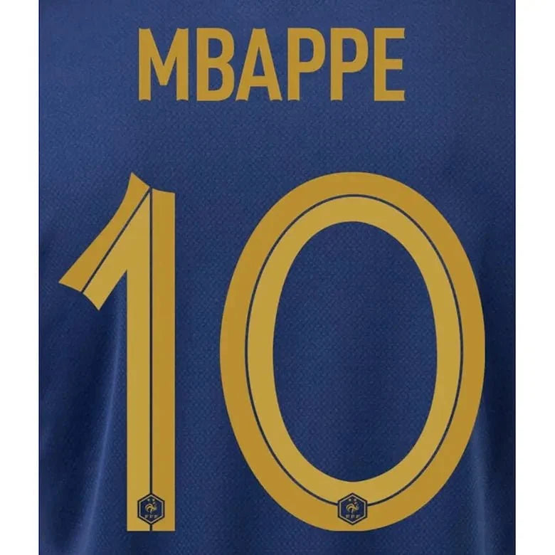 France 2022-23 Home Mbappe Youth #10 Jersey Name Set 1