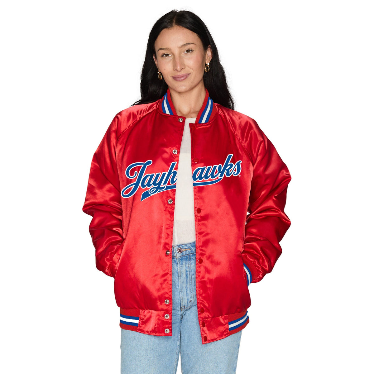 Kansas Jayhawks Satin Letterman Bomber Jacket | lojobands
