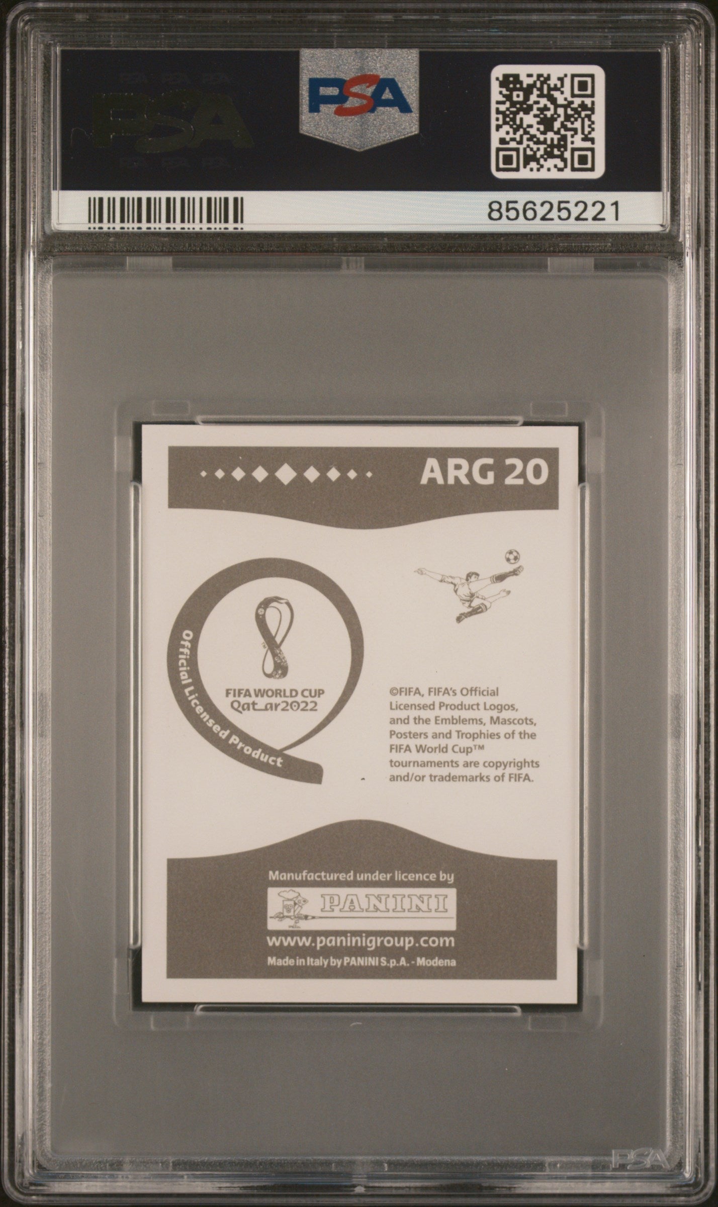 Graded 2022 Panini World Cup Lionel Messi #ARG20 Gray Back Soccer Sticker Card PSA 9 Mint 2
