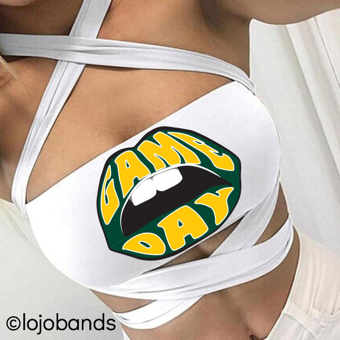 Green & Yellow Game Day White Multiway Bandeau | lojobands