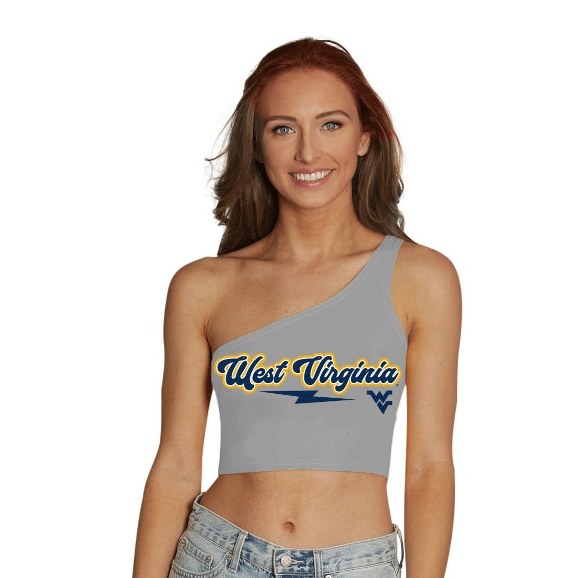West Virginia Mountaineers Lightning One Shoulder Top | lojobands