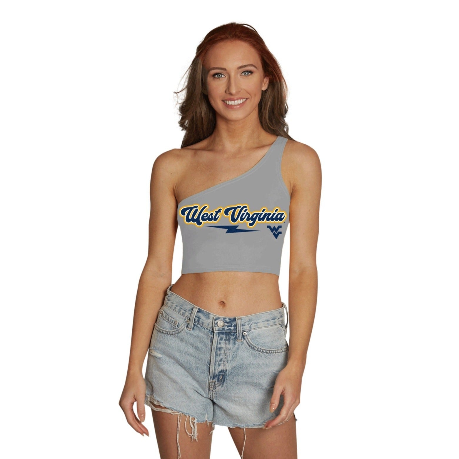 West Virginia Mountaineers Lightning One Shoulder Top | lojobands 5
