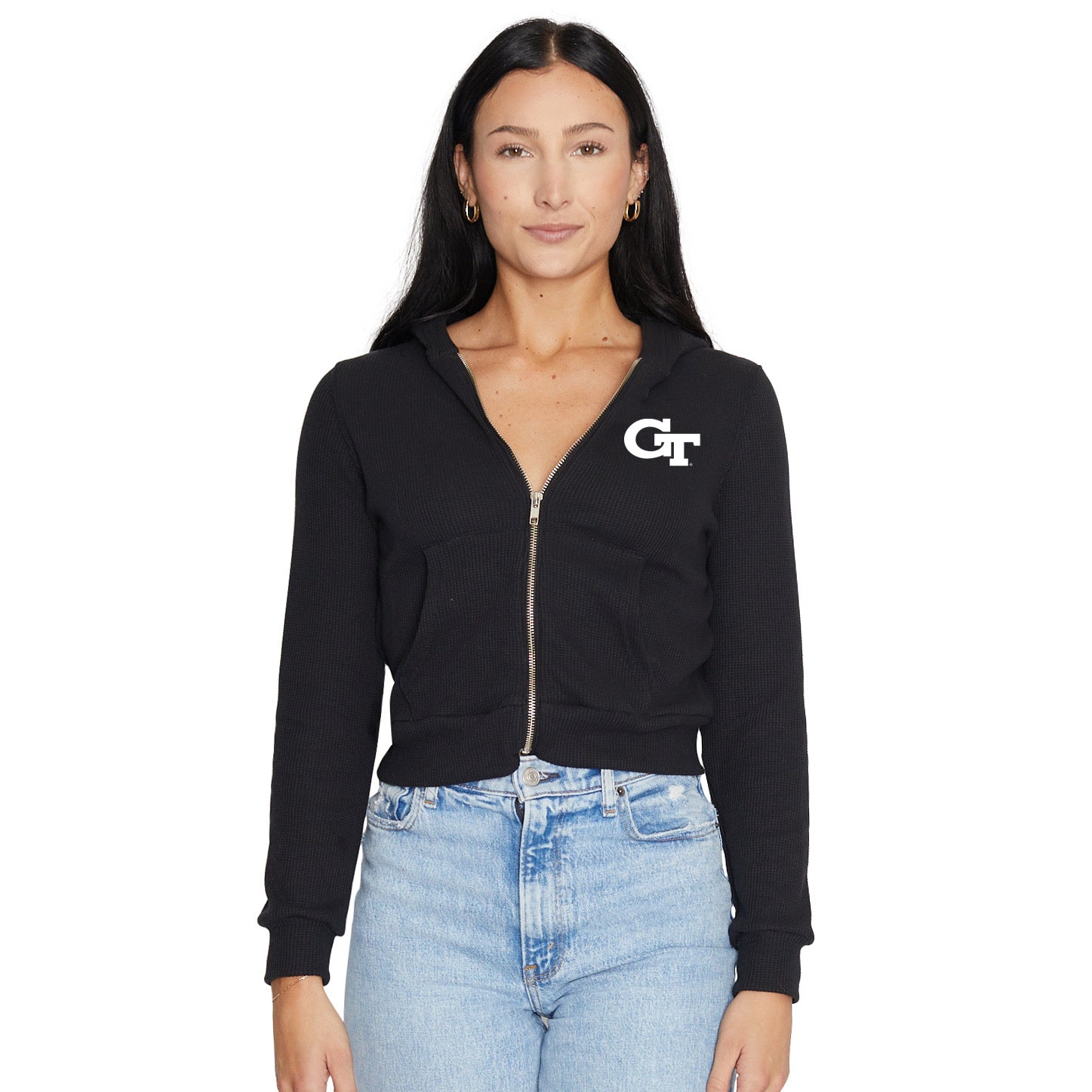 Georgia Tech Waffle Knit Zip Up Hoodie | lojobands 4