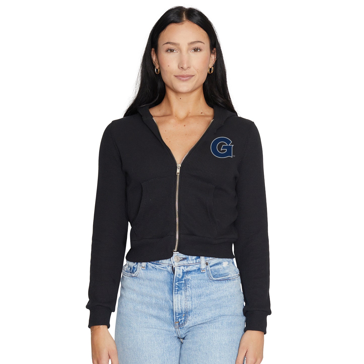 Georgetown Waffle Knit Zip Up Hoodie 3