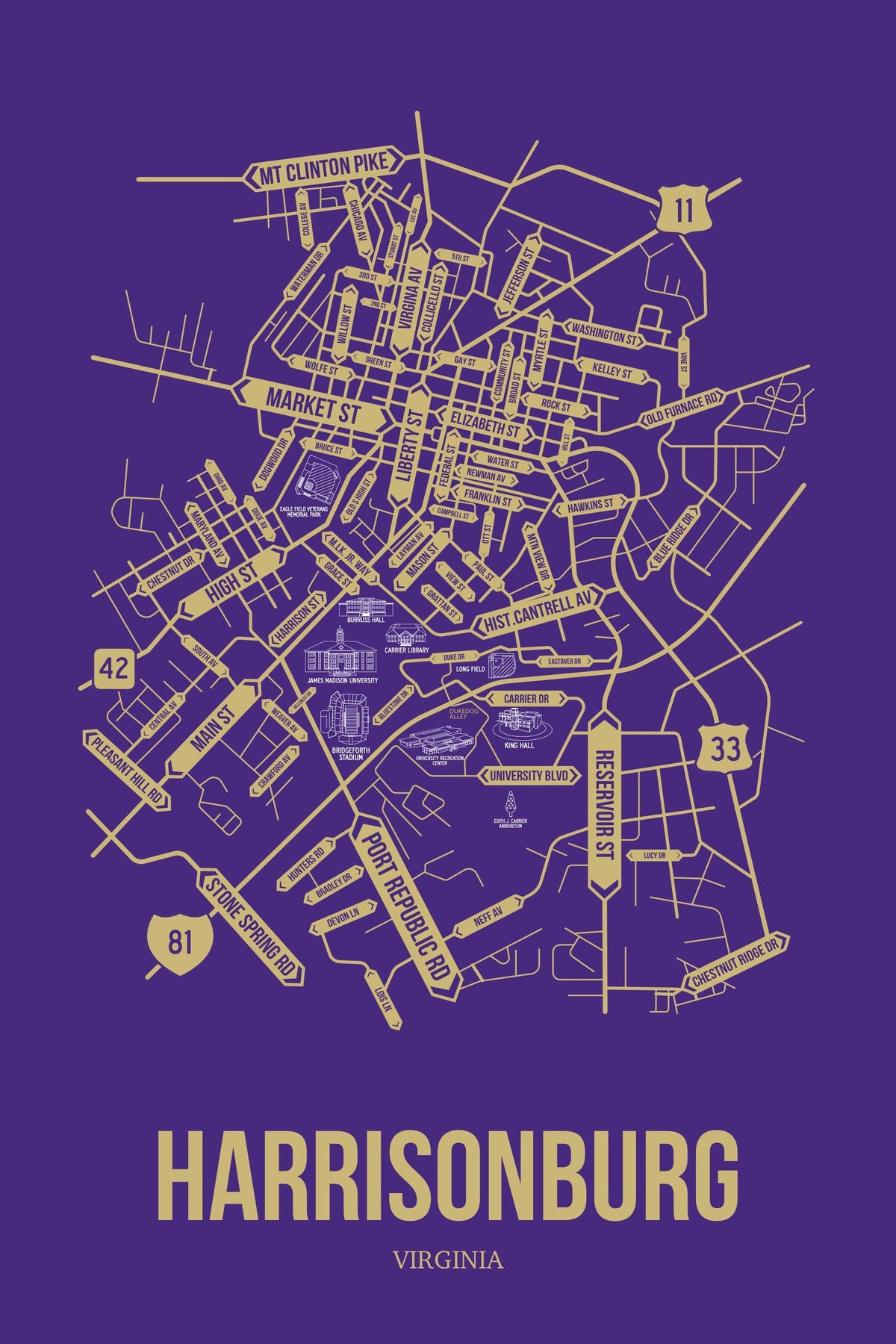 Harrisonburg, Virginia street map 2