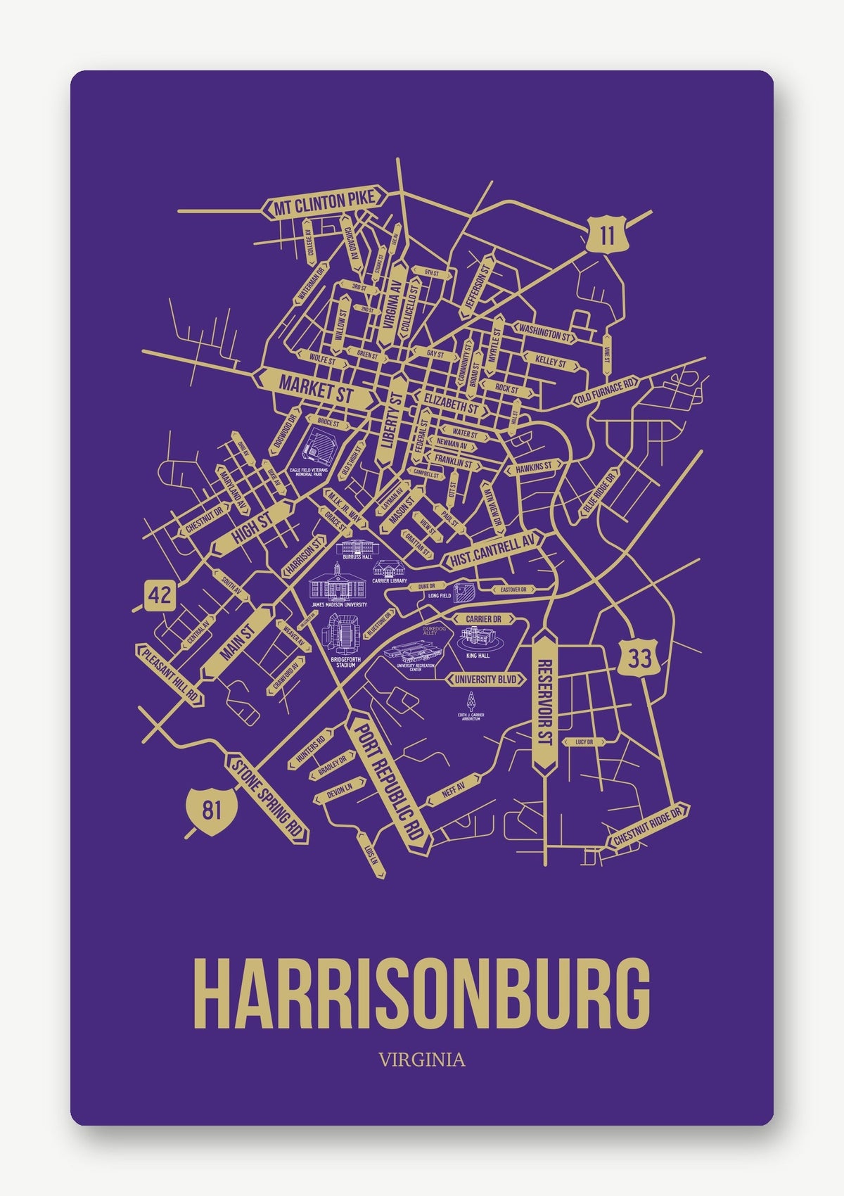 Harrisonburg, Virginia street map 1