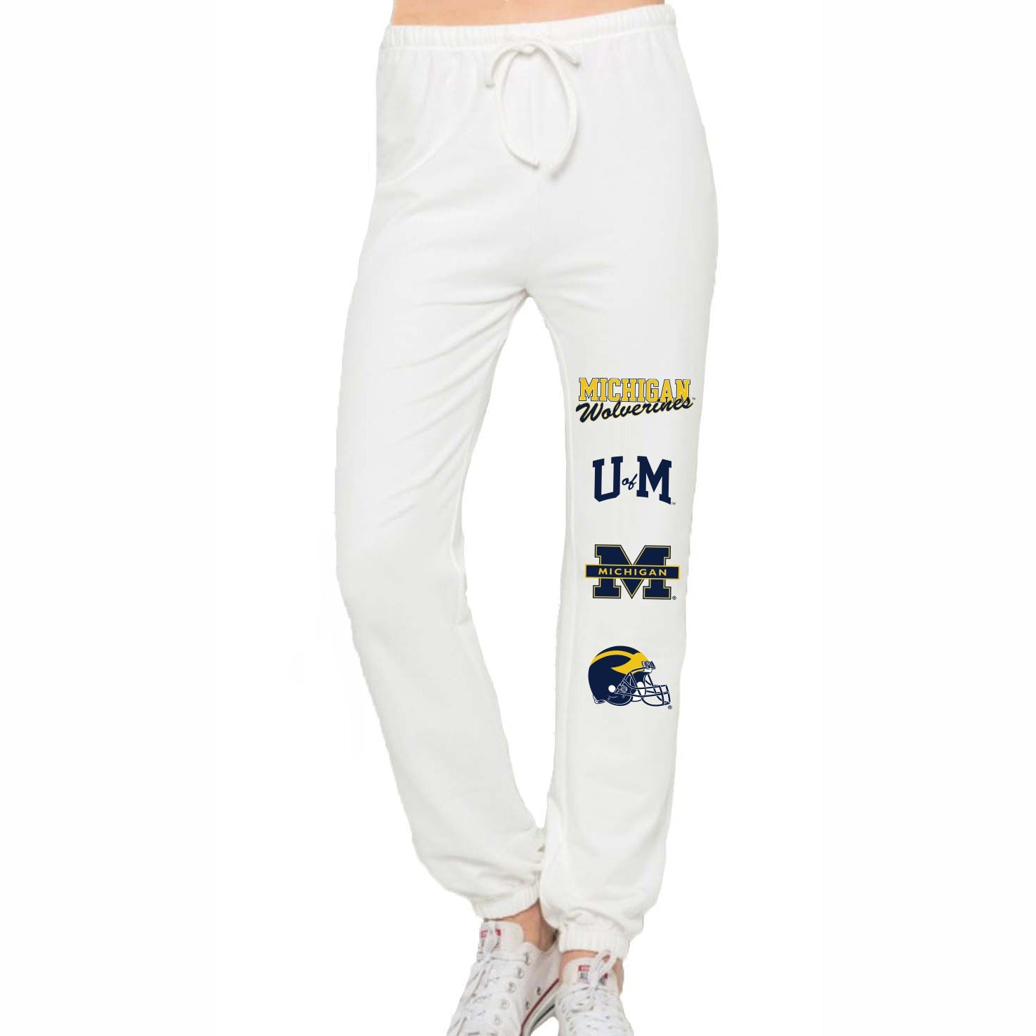 University of Michigan White Joggers | lojobands