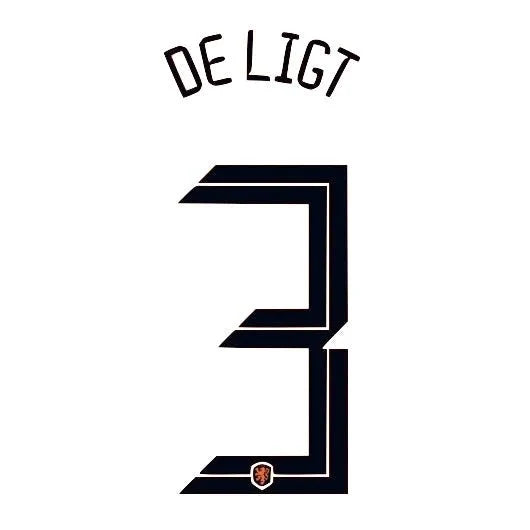 Netherlands 2020/21 Home De Ligit #3 Jersey Name Set