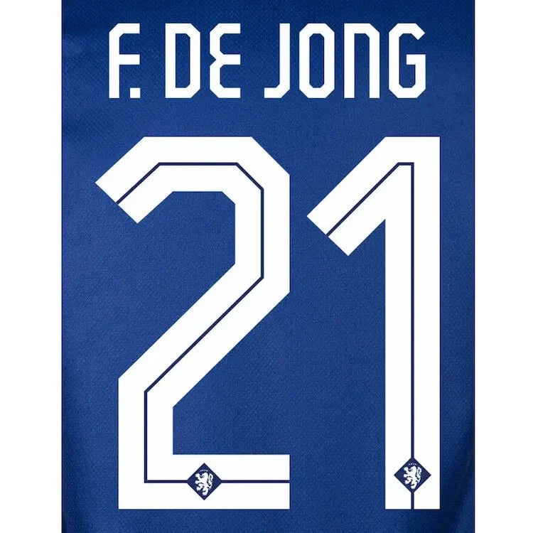Netherlands 2024/25 Away F. De Jong #21 Jersey Name Set 1