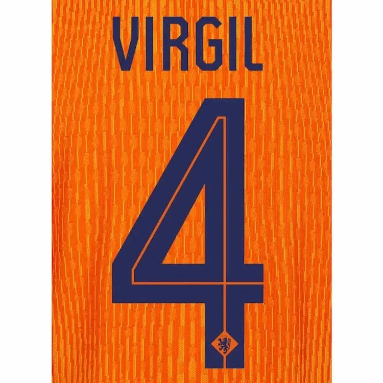 Netherlands 2024/25 Home Virgil #4 Jersey Name Set 1