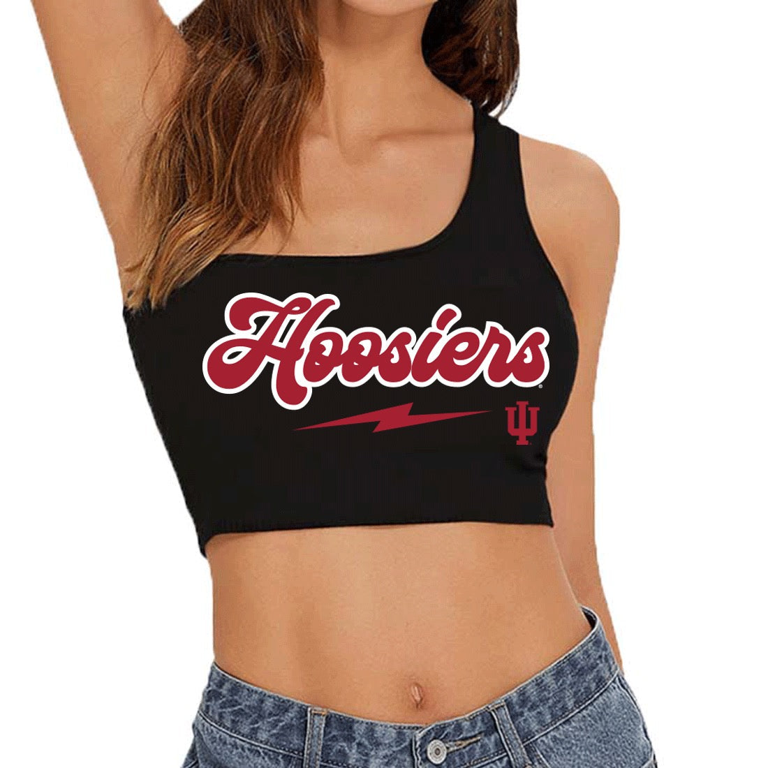 Indiana Hoosiers Black One Shoulder Top | lojobands