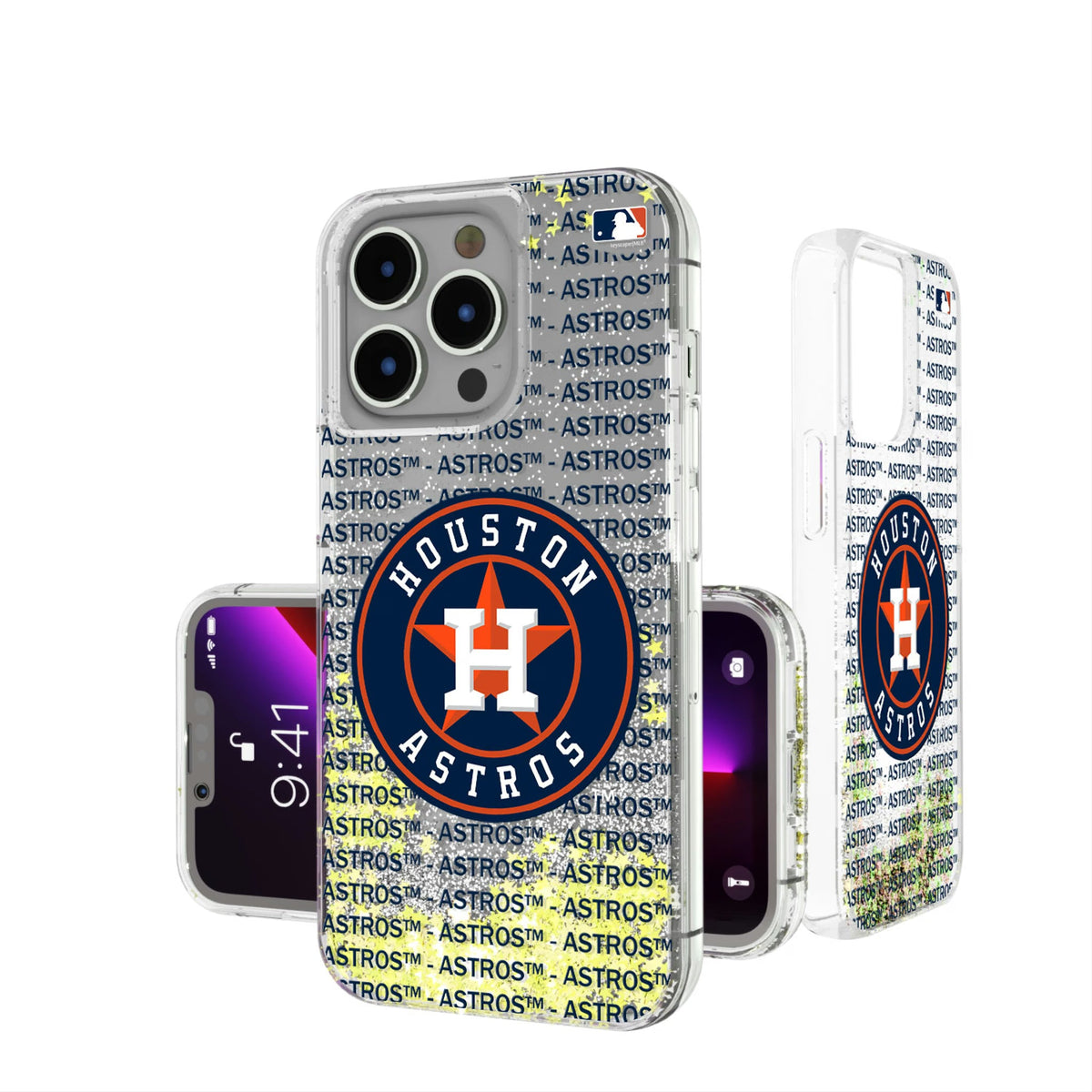 Houston Astros Text Backdrop Glitter Phone Case 14