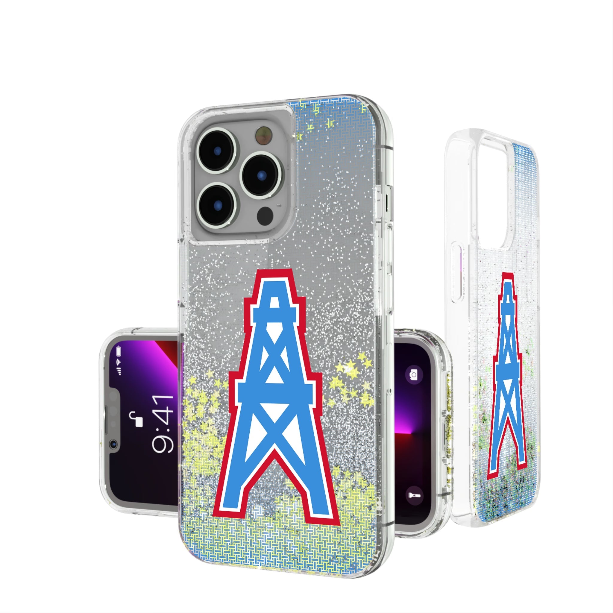 Houston Oilers Historic Collection Linen Glitter Phone Case 3