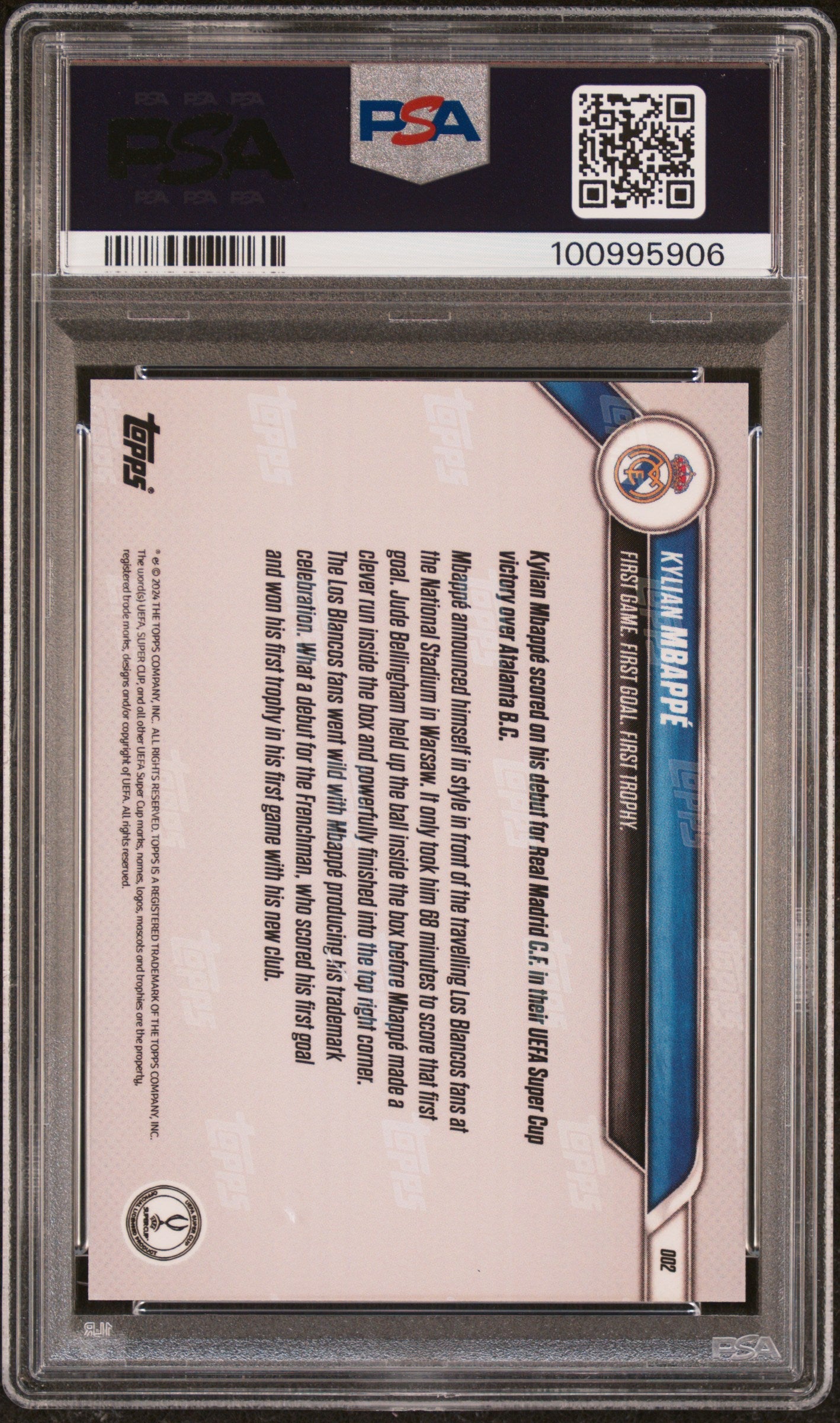 Graded 2024 Topps Now UEFA Champions League Kylian Mbappe #2 Soccer Card PSA 10 Gem Mint 2