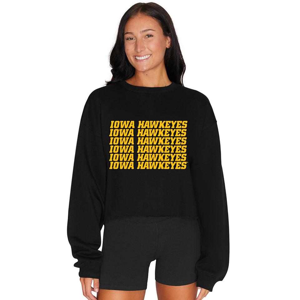 Iowa Hawkeyes Black Repeat Crewneck | lojobands