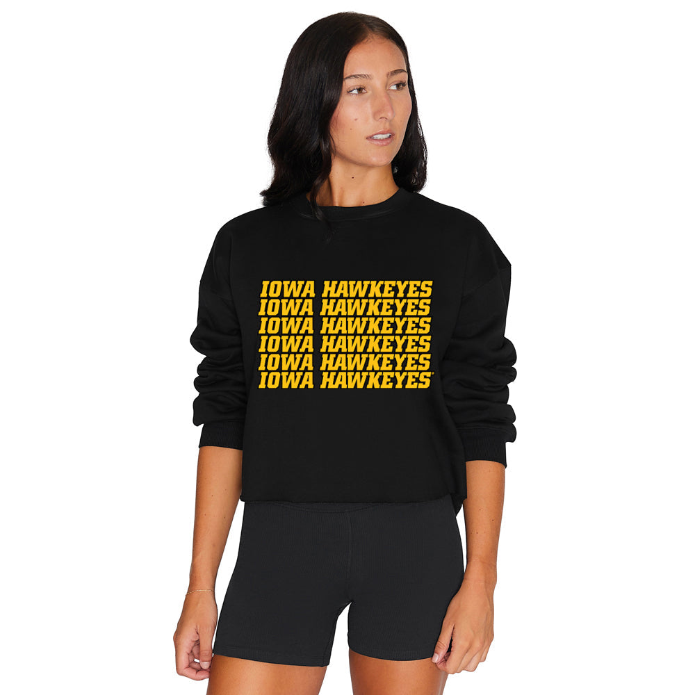 Iowa Hawkeyes Black Repeat Crewneck | lojobands 3