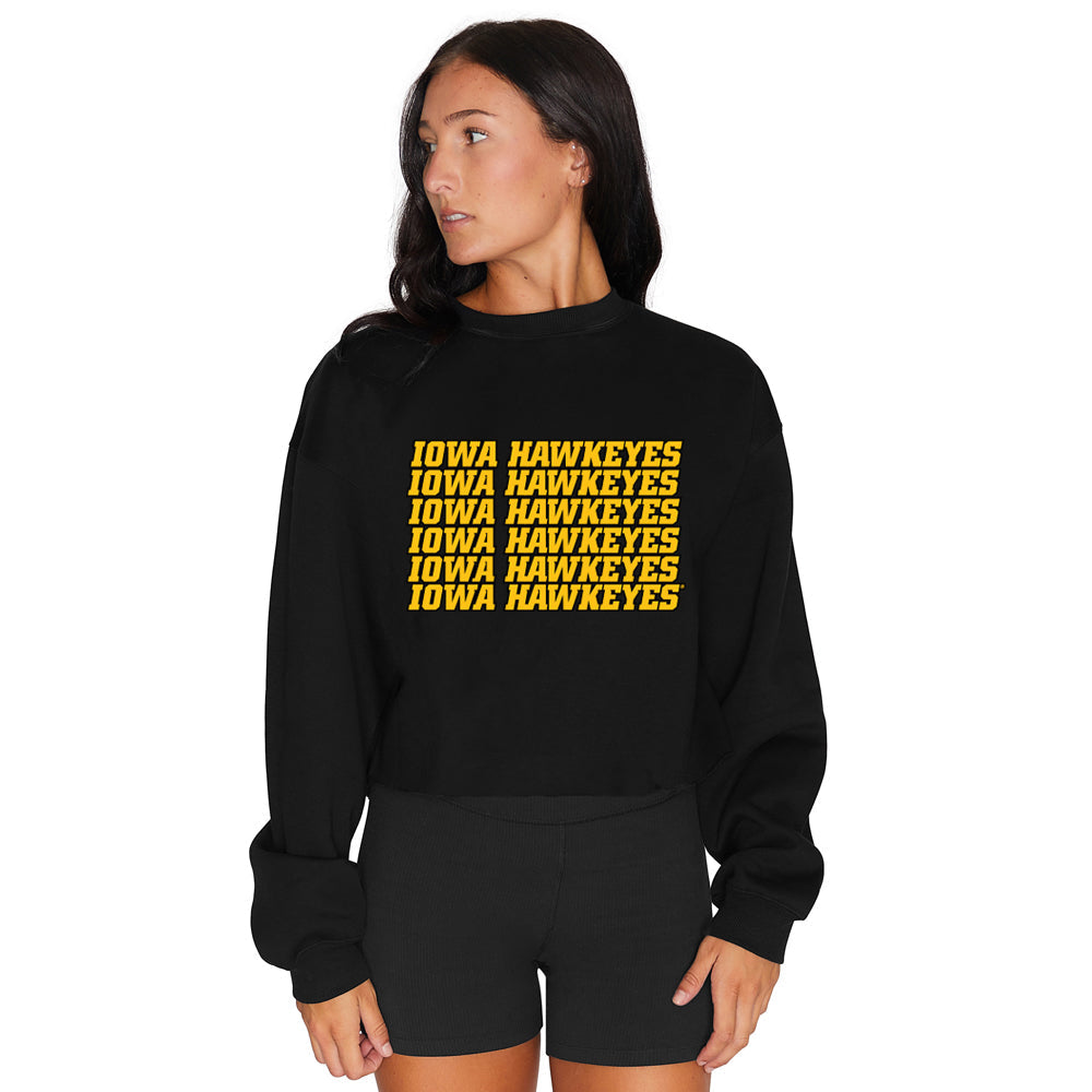 Iowa Hawkeyes Black Repeat Crewneck | lojobands