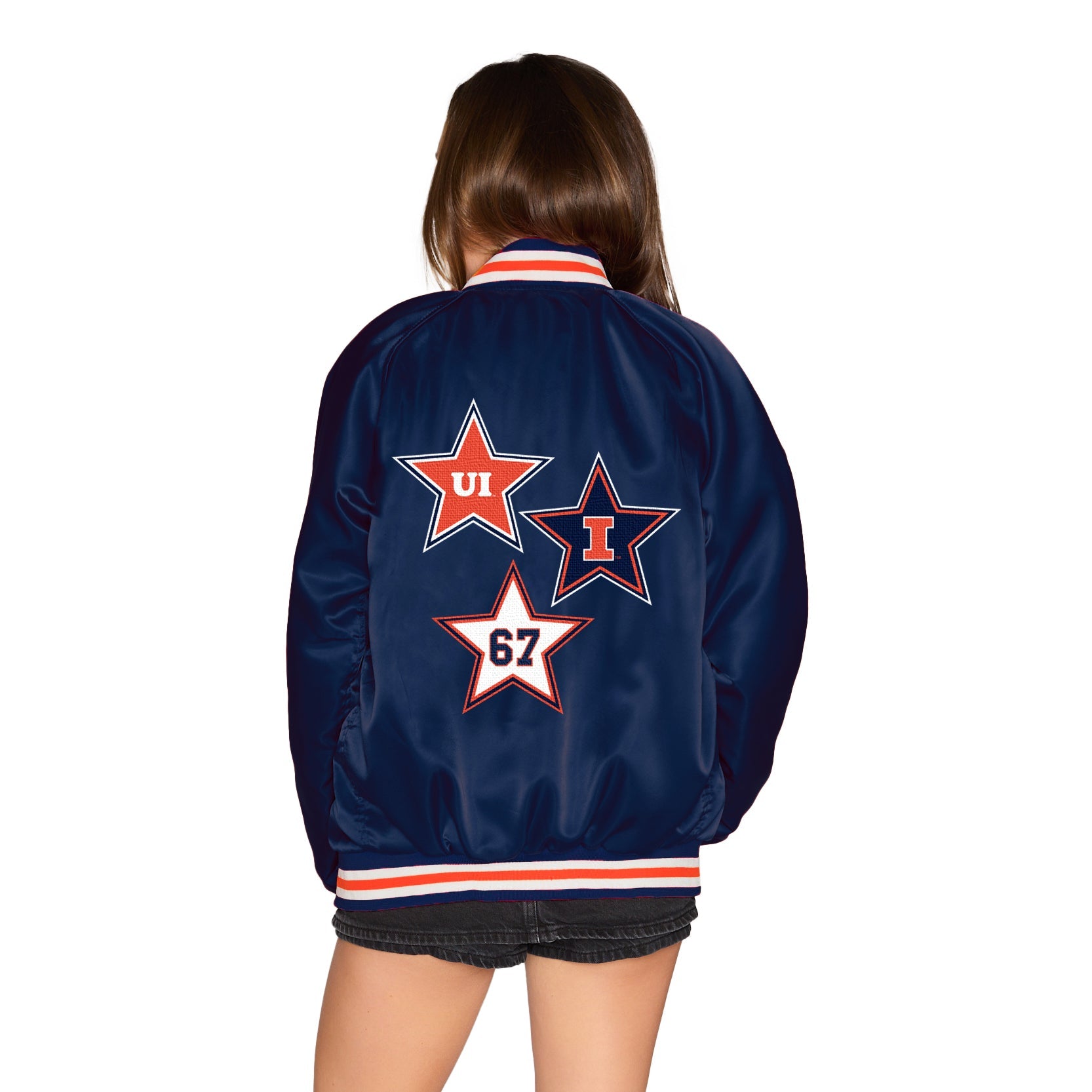Illinois Fighting Illini Satin Letterman Bomber Jacket | lojobands