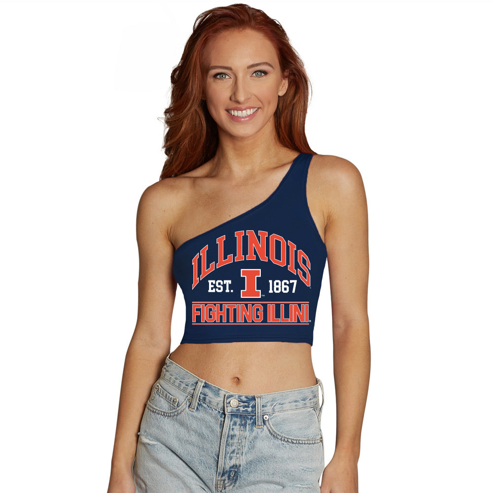 Illinois Fighting Illini Navy One Shoulder Top | lojobands