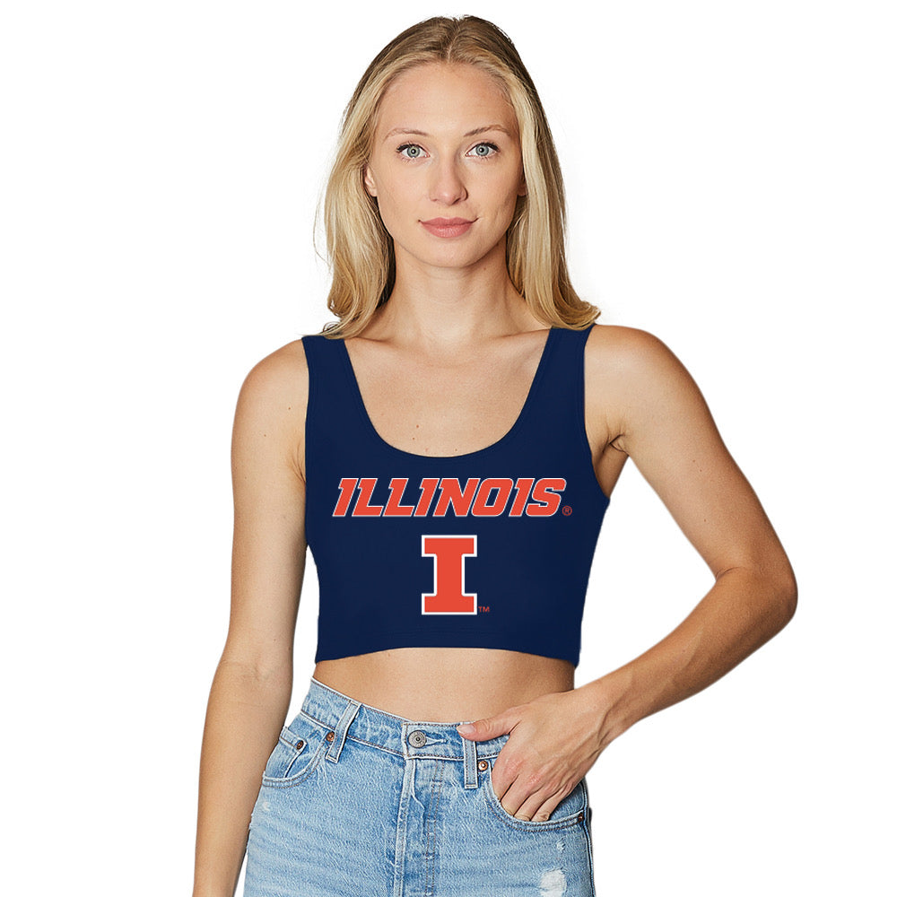 Illinois Fighting Illini Navy Crop Tank Top | lojobands