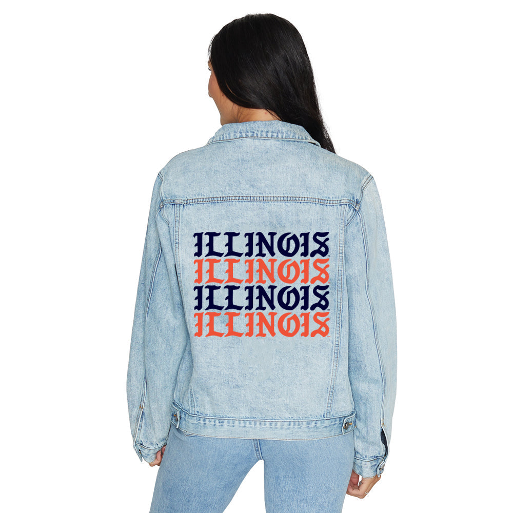 Illinois Fighting Illini Gothic Denim Jacket | lojobands