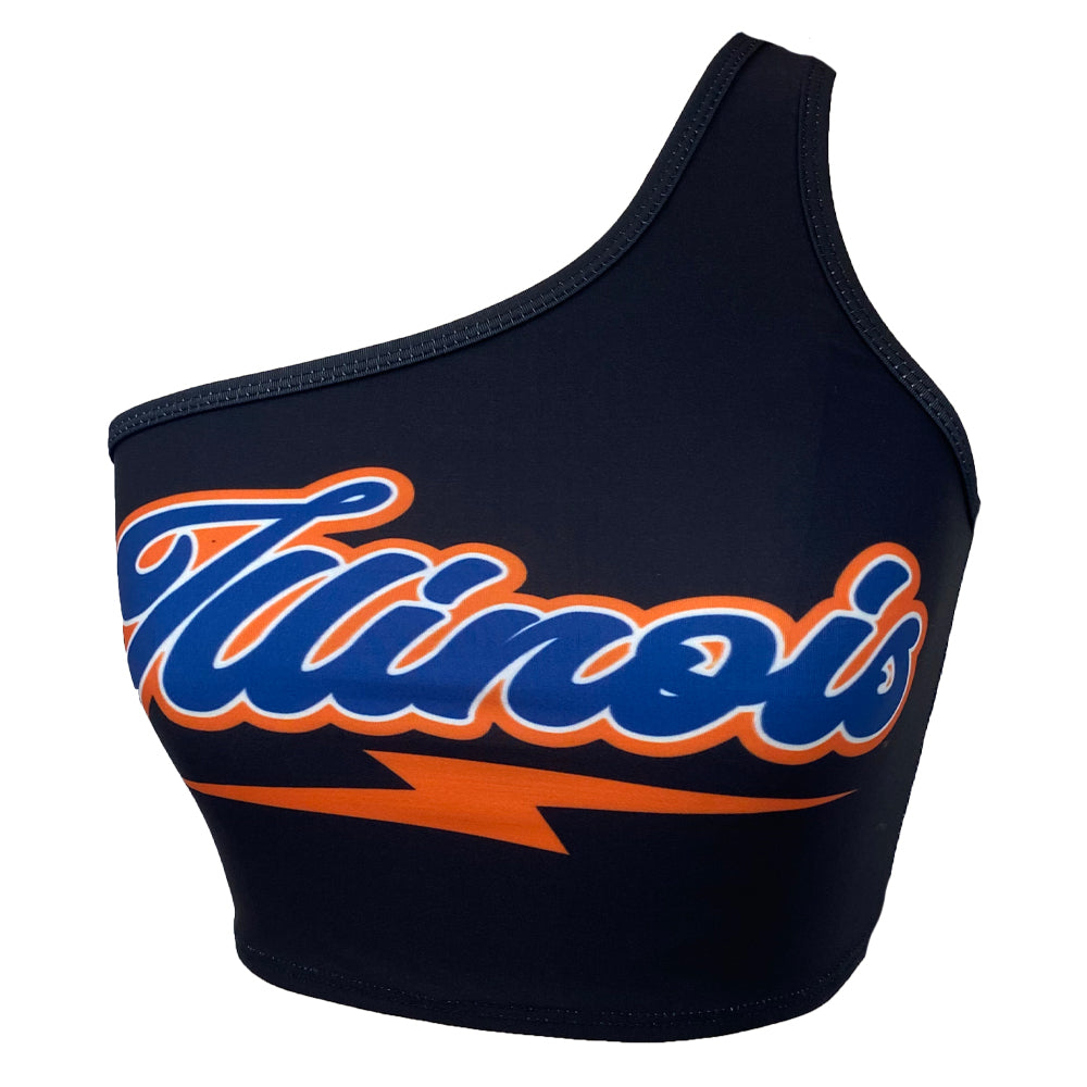 Illinois Fighting Illini Lightning One Shoulder Top | lojobands 11