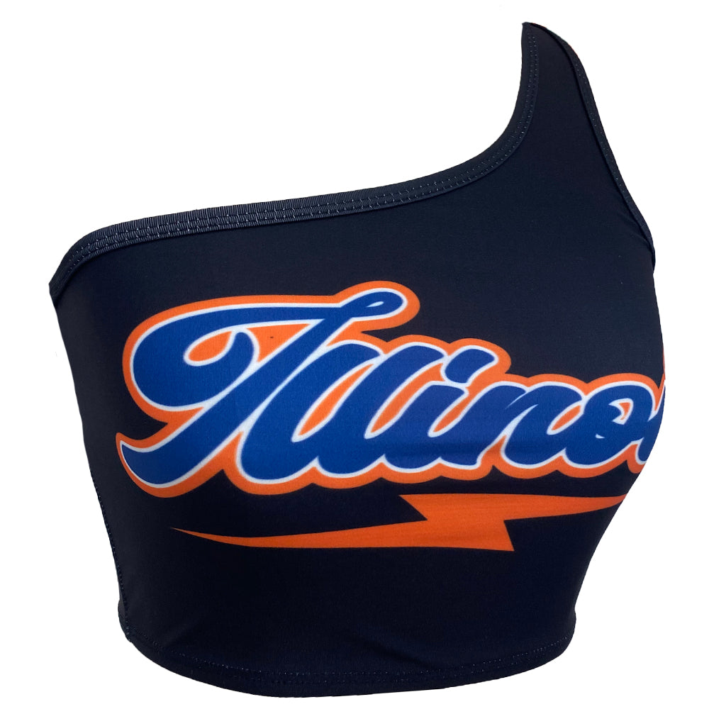 Illinois Fighting Illini Lightning One Shoulder Top | lojobands 10