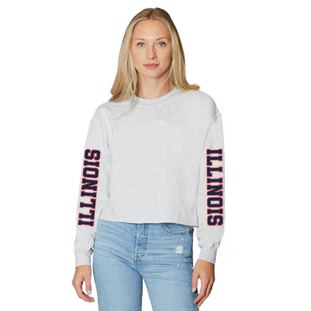Illinois Fighting Illini Varsity Cropped Crewneck | lojobands
