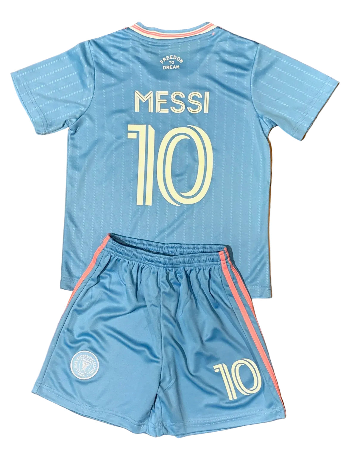 Lionel Messi Kids Blue Miami Soccer Jersey Set Football Youth Toddler 2