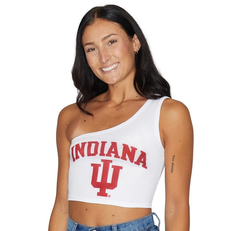 Indiana Hoosiers White One Shoulder Top | lojobands