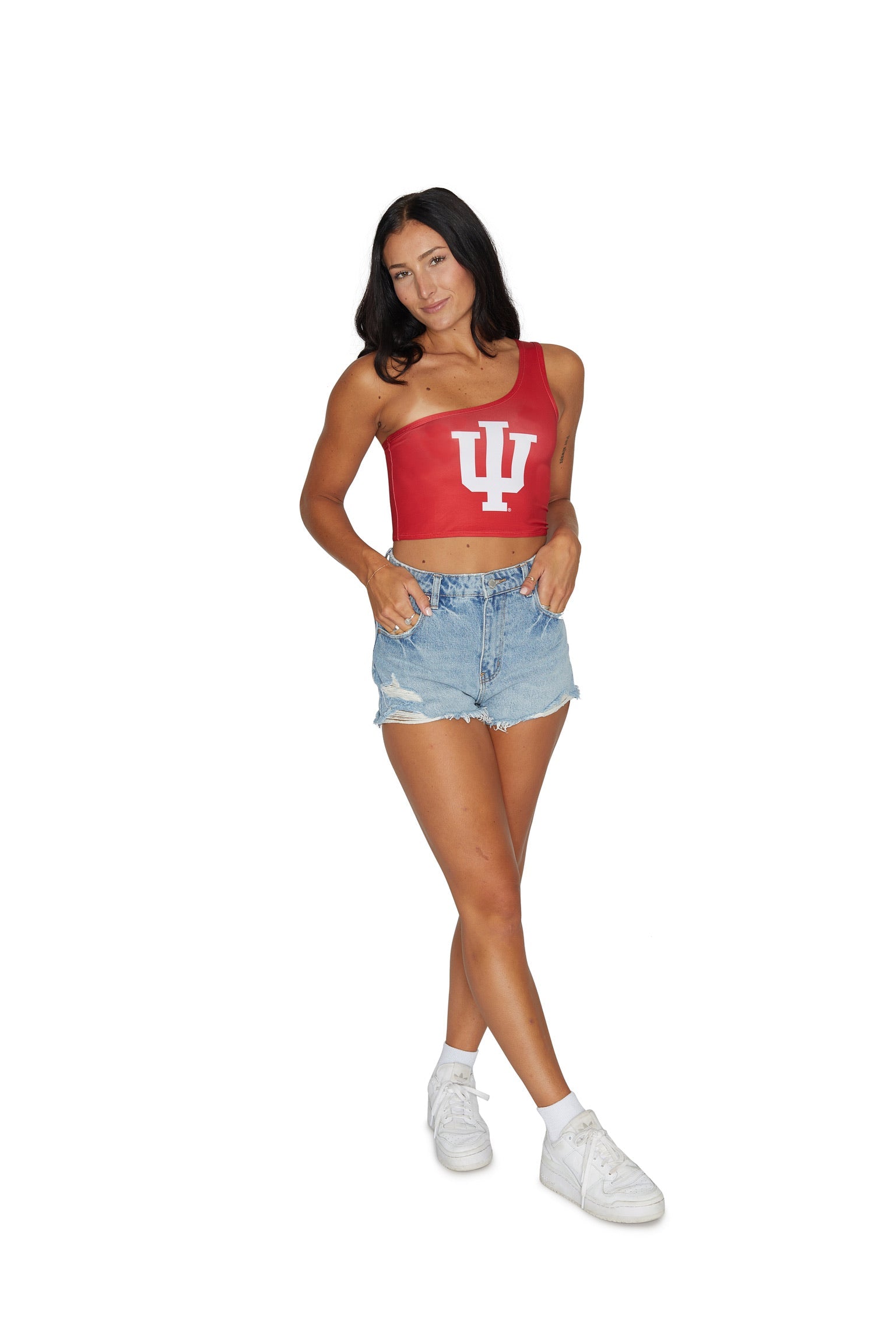 Indiana Hoosiers Crimson One Shoulder Top | lojobands 6