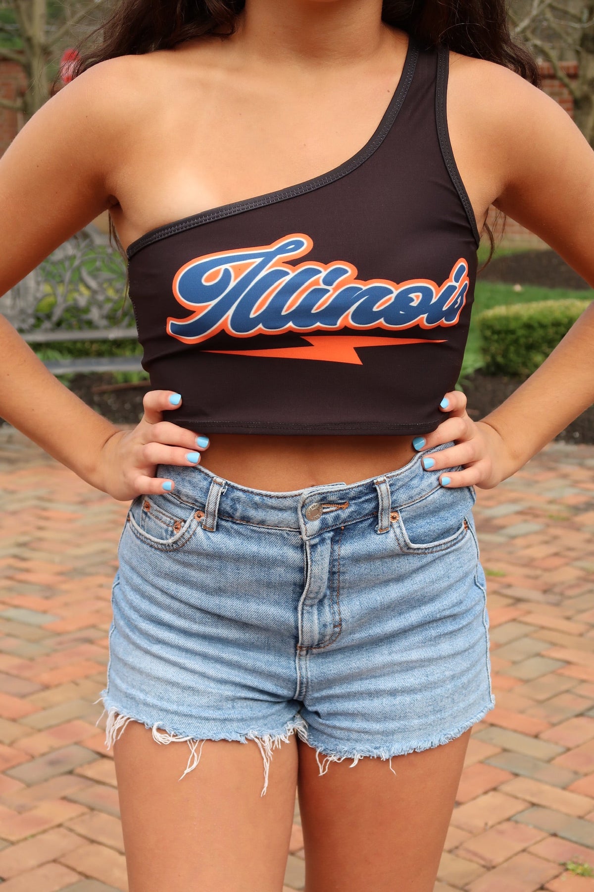 Illinois Fighting Illini Lightning One Shoulder Top | lojobands 8