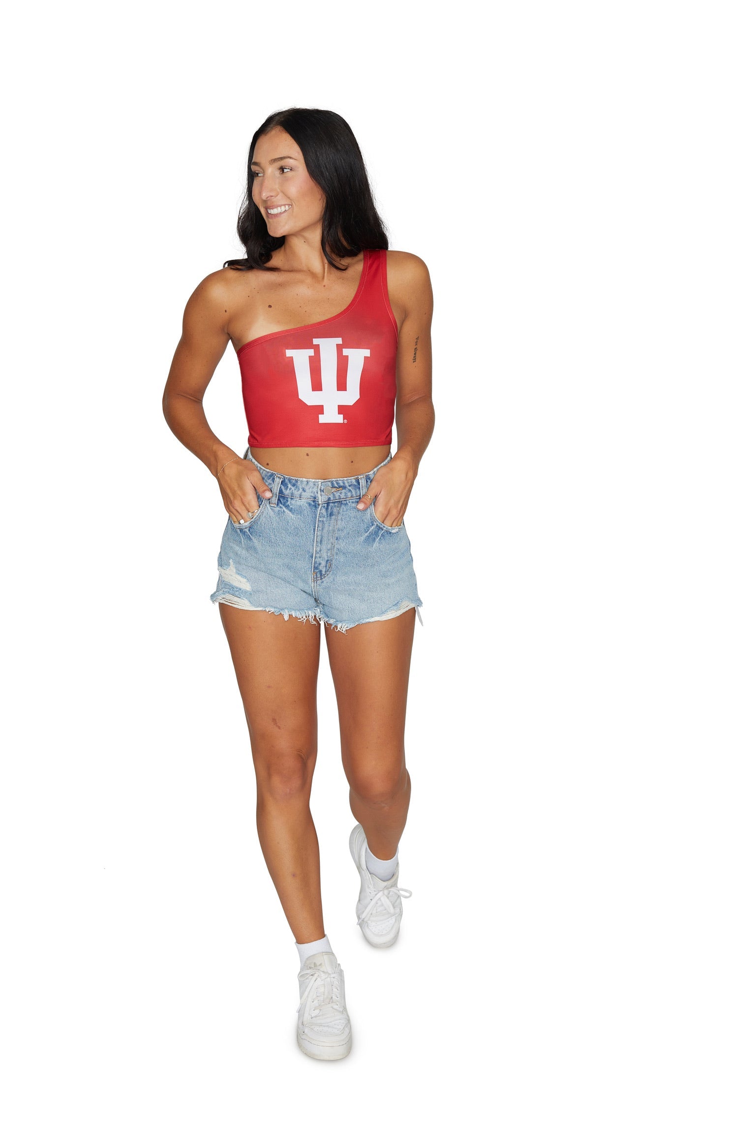 Indiana Hoosiers Crimson One Shoulder Top | lojobands 7