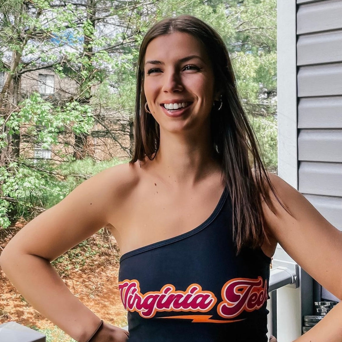 Virginia Tech Lightning One Shoulder Top | lojobands