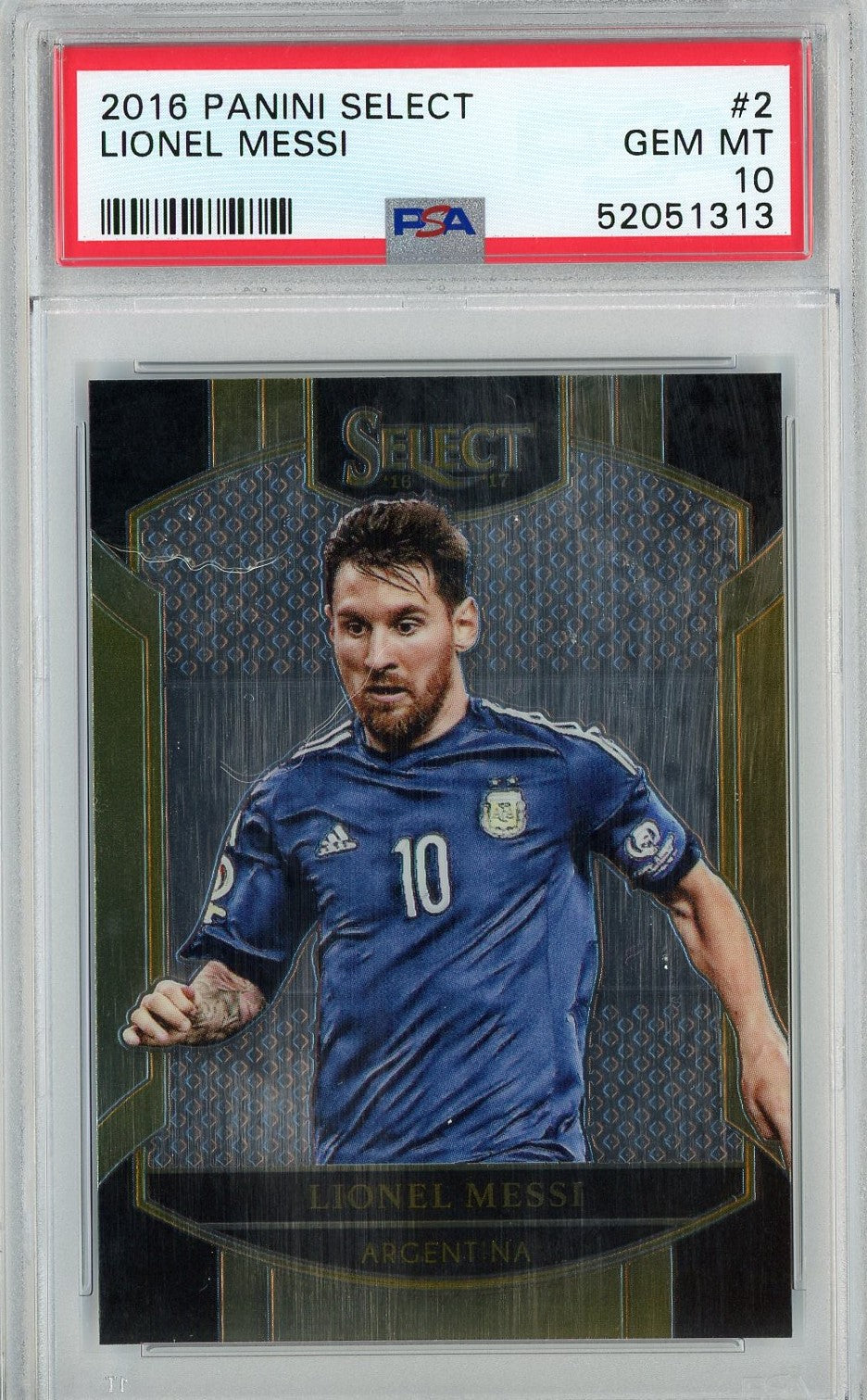 Graded 2016 Panini Select Lionel Messi #2 Soccer Card PSA 10 Gem Mint 1