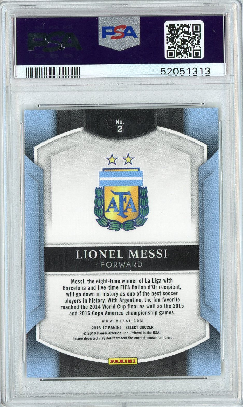 Graded 2016 Panini Select Lionel Messi #2 Soccer Card PSA 10 Gem Mint 2