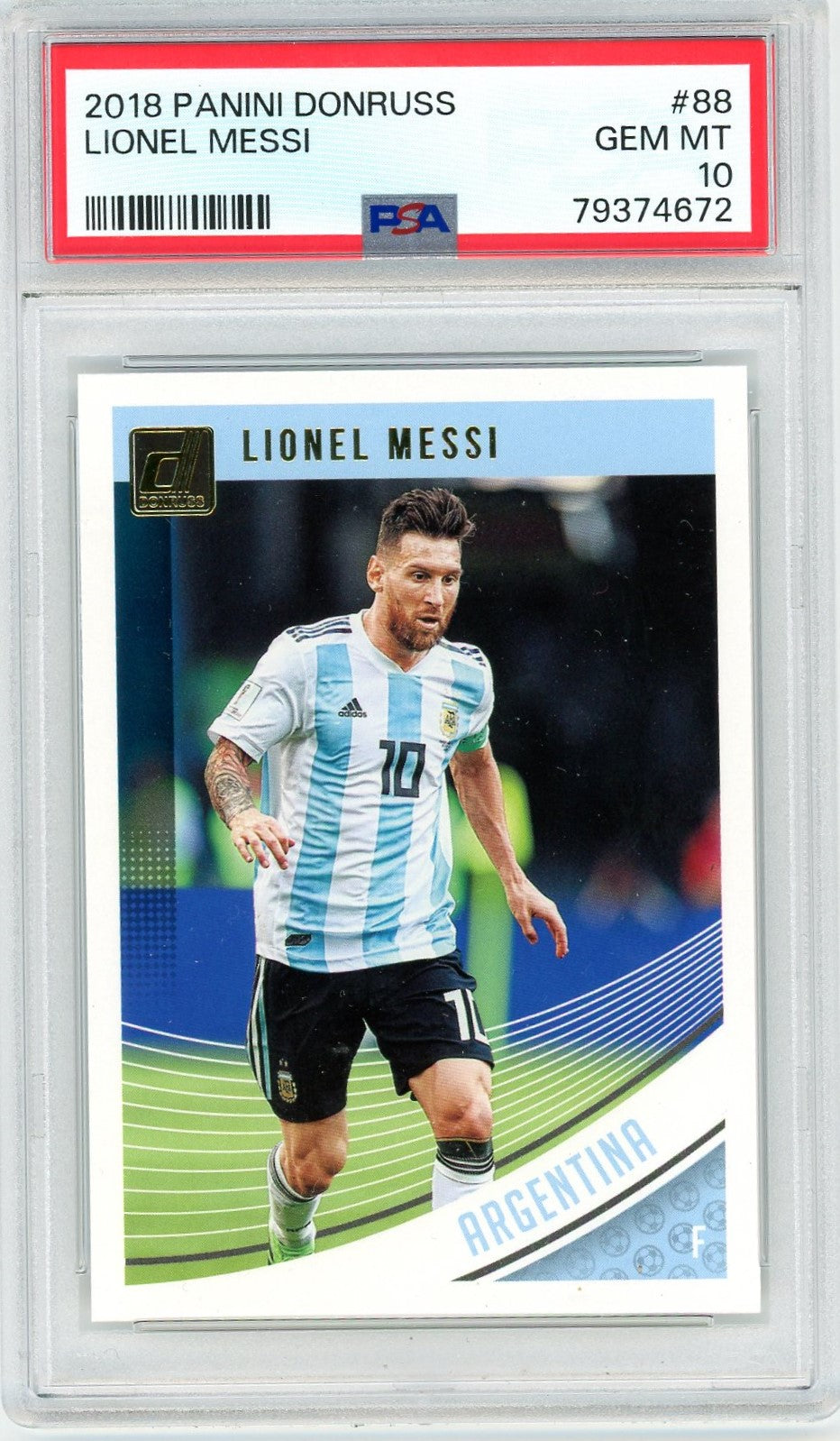 Graded 2018 Panini Donruss Lionel Messi #88 Soccer Card PSA 10 Gem Mint 1