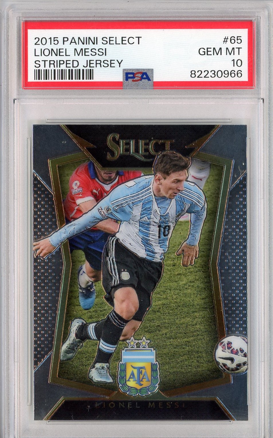 Graded 2015 Panini Select Lionel Messi #65 Striped Jersey Soccer Card PSA 10 Gem Mint 1
