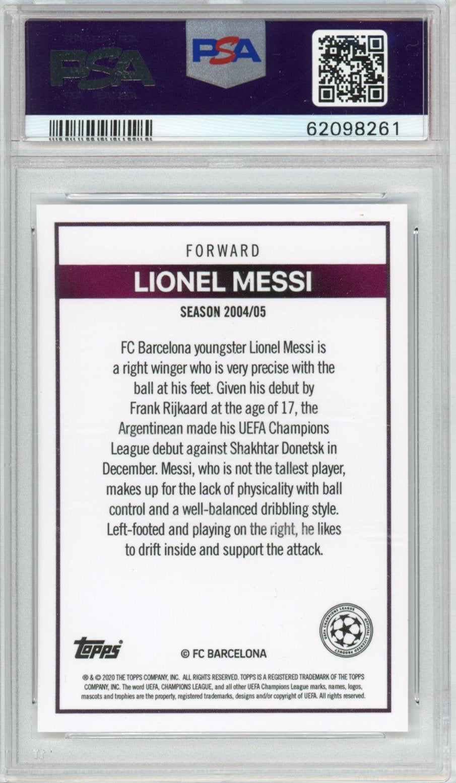 Graded 2020 Topps Lionel Messi The Lost Rookie Cards RC Soccer Card PSA 10 Gem Mint 2