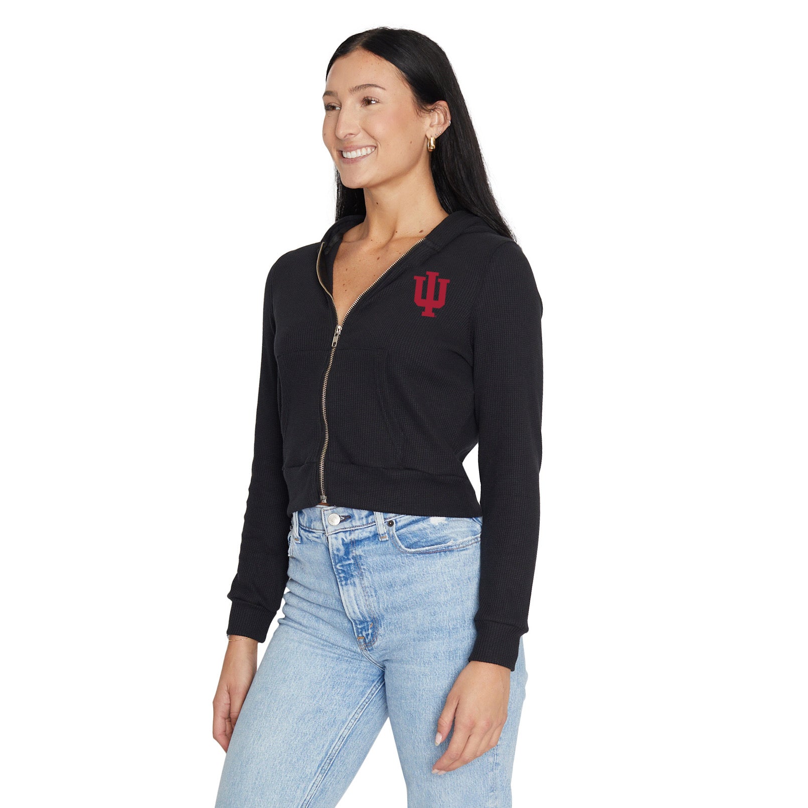Indiana Hoosiers Waffle Knit Zip Up Hoodie | lojobands 3