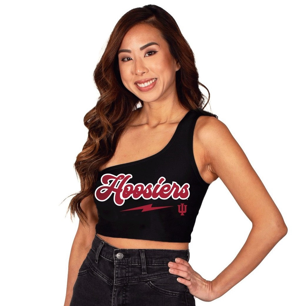 Indiana Hoosiers Black One Shoulder Top | lojobands