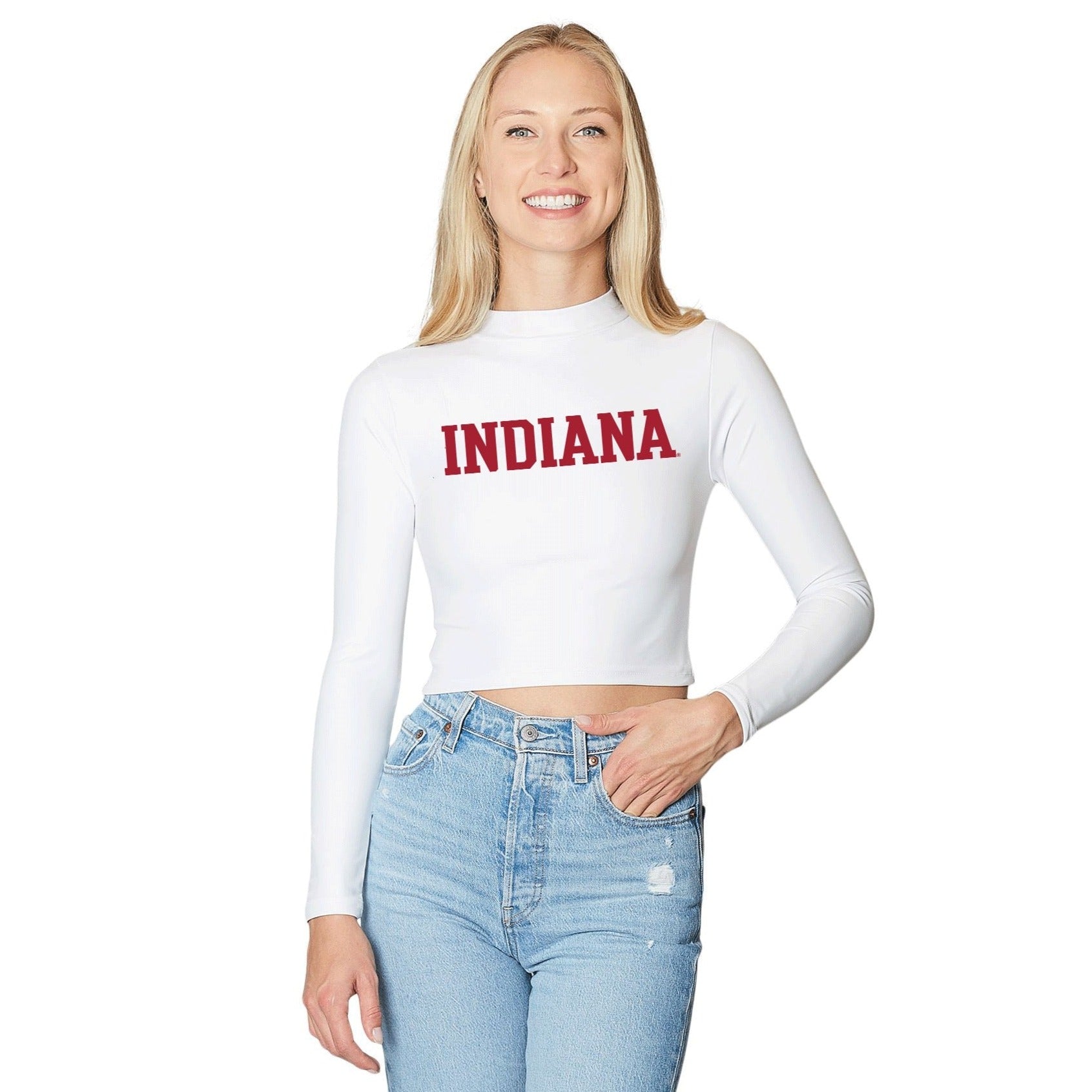 Indiana Hoosiers White Mock Neck Top | lojobands
