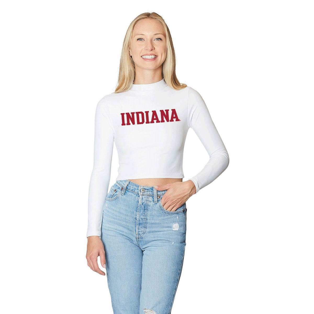 Indiana Hoosiers White Mock Neck Top | lojobands 3